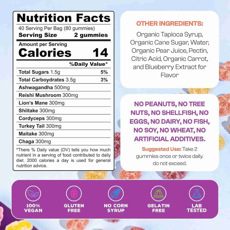 FOCUS, ENERGY + CALM- Mushroom Gummies