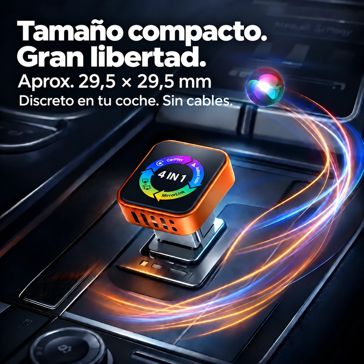 Adaptador compacto de aproximadamente 29,5 × 29,5 mm.
