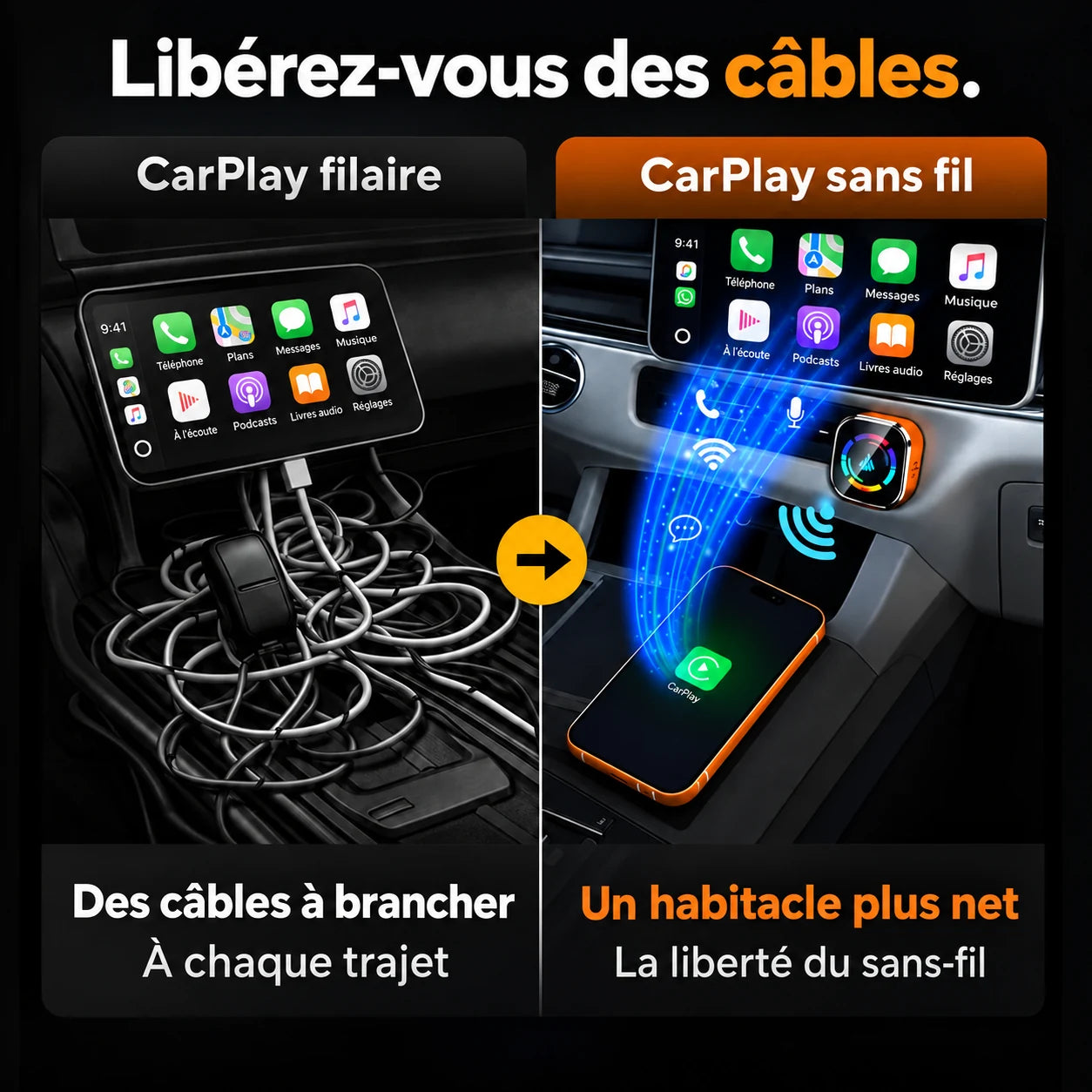CarPlay sans fil : moins de câbles, un habitacle plus net.