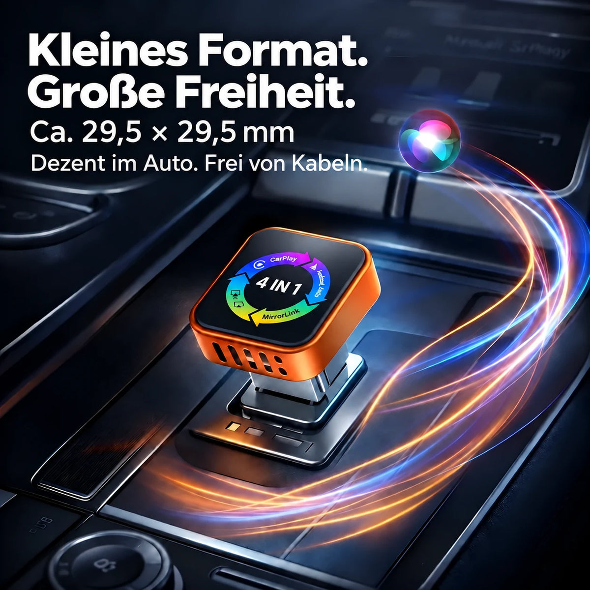 Kompakter Adapter mit etwa 29,5 × 29,5 mm.