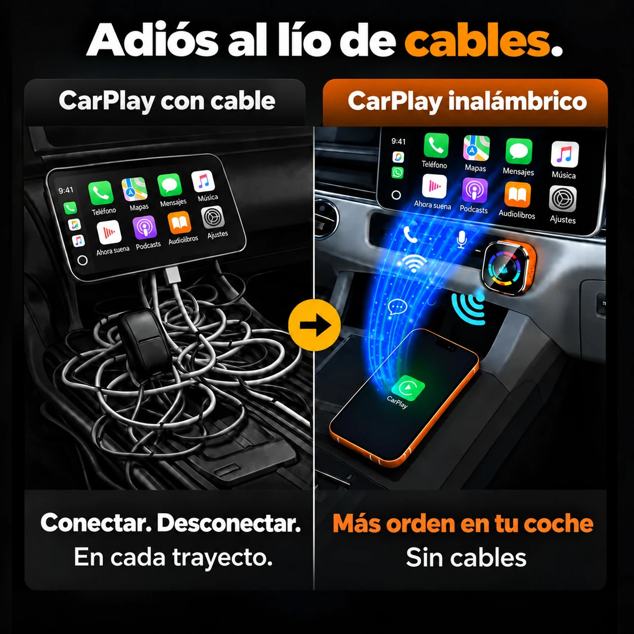 CarPlay inalámbrico para tener menos cables en el coche.